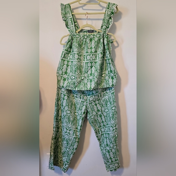 LOFT Green Floral Pajama Set - Picture 1 of 6